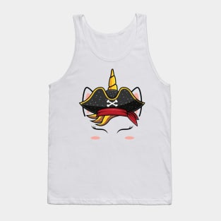 Unicorn Face Pirate Hat Halloween Costume Tank Top